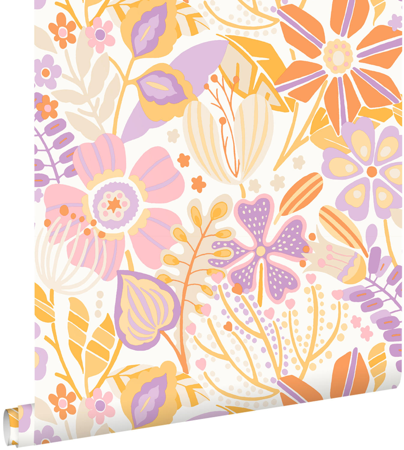 TAPETE Blumenmuster 50 x 900 cm - Weiß, Papier (50/0.1cm) - ESTAhome