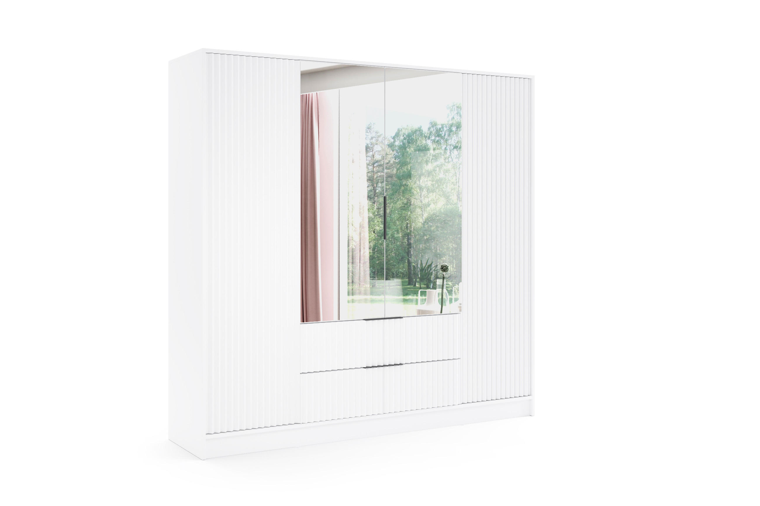 KLEIDERSCHRANK NOA - 200 cm - Weiß - Weiß, Holzwerkstoff (200/200/51cm) - ALTDECOR