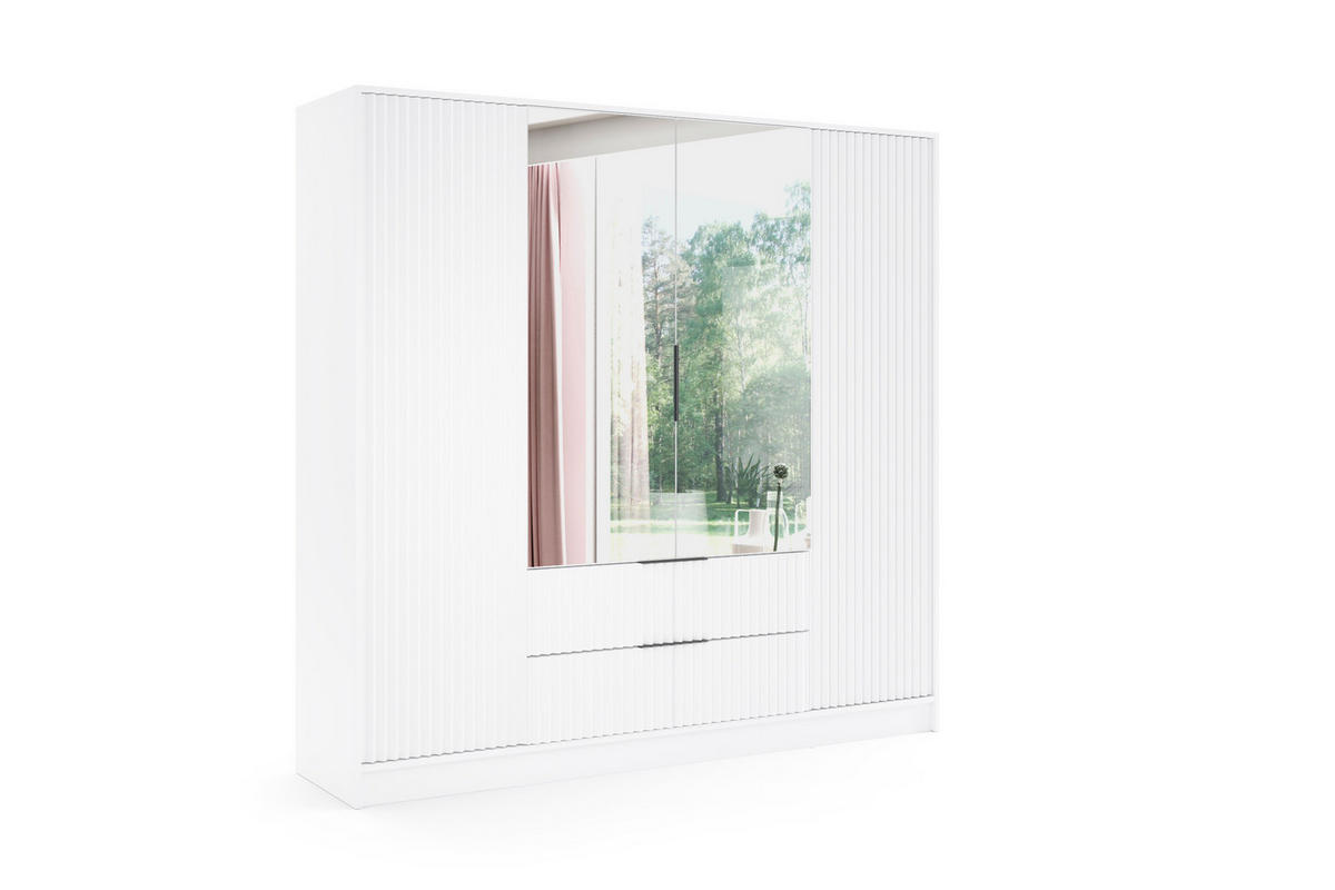 KLEIDERSCHRANK NOA - 200 cm - Weiß - Weiß, Holzwerkstoff (200/200/51cm) - ALTDECOR