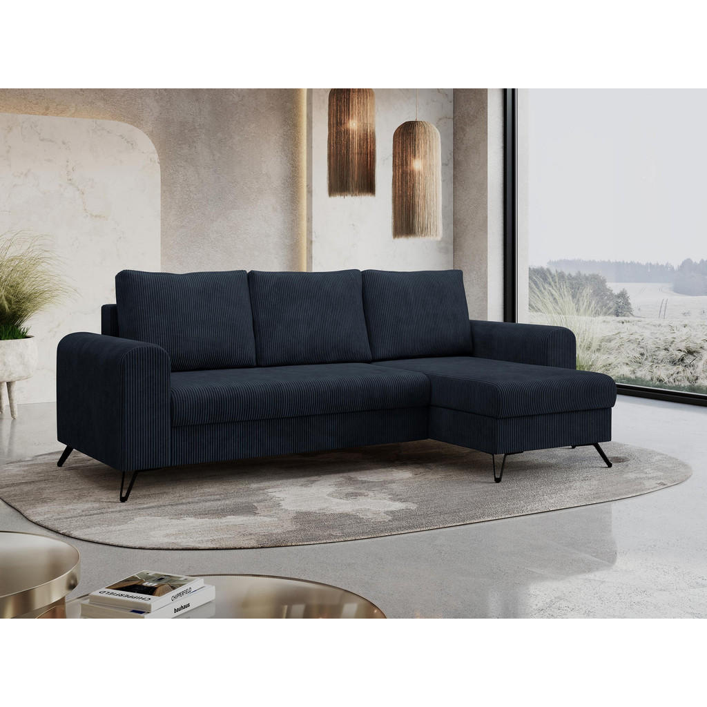 Thumbnail - MKS Ecksofa, Dunkelblau, Textil, 3-Sitzer, L-Form,L-Form, 242x140 cm, Wohnzimmer, Sofas & Couches, Wohnlandschaften, Eck...