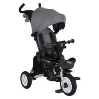 DREIRAD Flexy Lux 3 in 1 dunkelgrau Gummireifen, 360° drehbarer Sitz, Sonnendach, Getränkehalter - Grau, Metall (75/52/110cm)