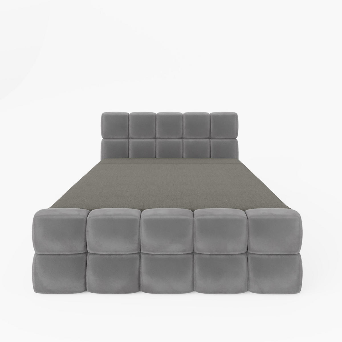BOXBETT Vanessa 160/200 cm, in Dunkelgrau, Velours-Stoff, Bettkasten, Matratze, Topper - Dunkelgrau, Textil (160/200cm) - Barchello