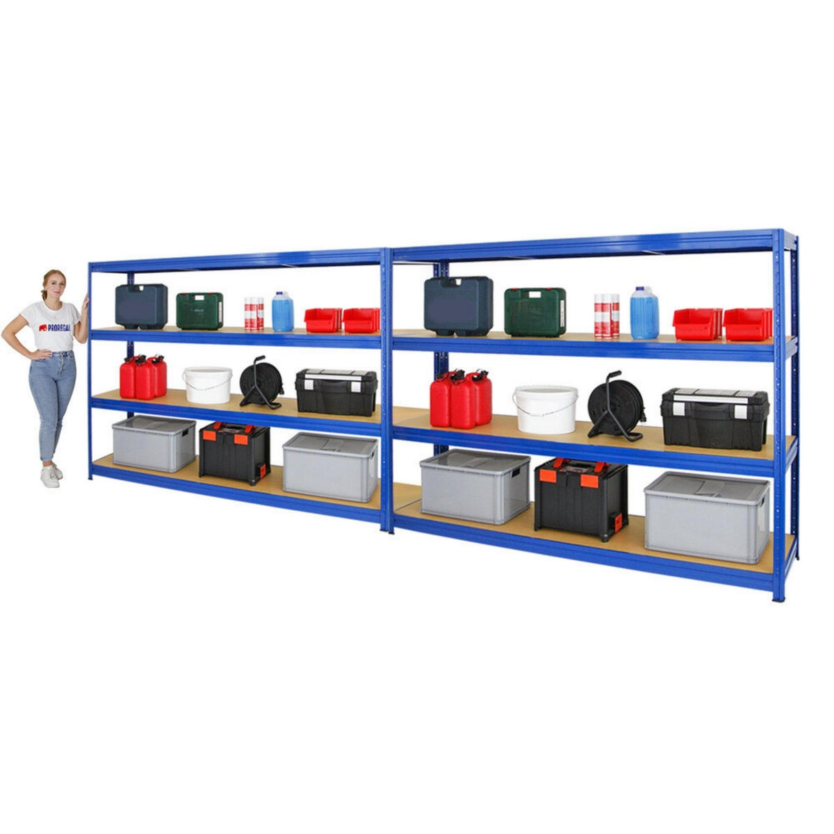 SCHWERLASTREGAL Dino 2er-Set mit 2x 180x240x60 cm Fachlast 450 kg Blau - Blau, Metall (480/180/60cm) - PROREGAL