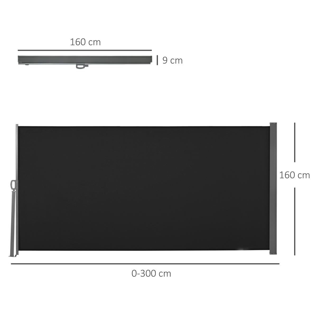 MARKISE DE-14021 ausziehbar 3/1,6 m, UV-Schutz Schwarz - Schwarz, Textil (0.01/160/300cm) - ComfortXL