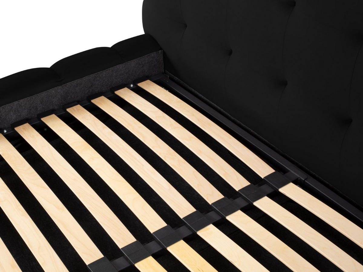 BETT mit Bettkasten und Kopfteil Mamaia aus Samt schwarz 180x200cm - Schwarz, Textil (180/200cm) - Micadoni