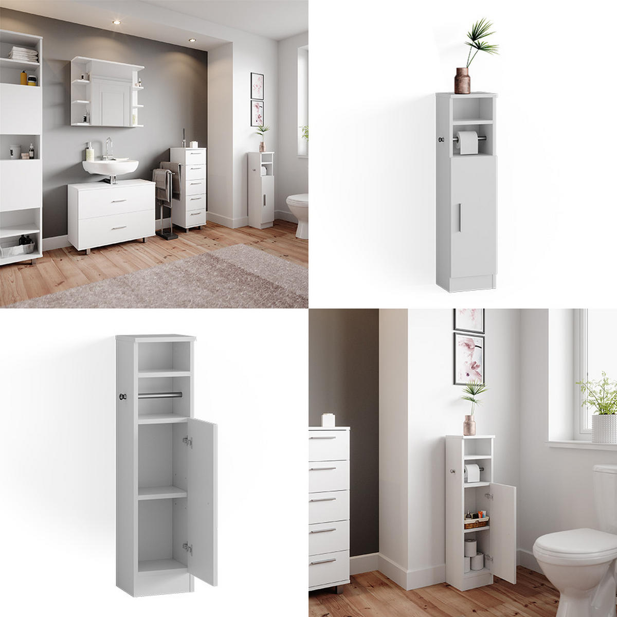 MIDI SKRINKA Enga biely - biela, kompozitné drevo (23/90/20cm) - Vicco