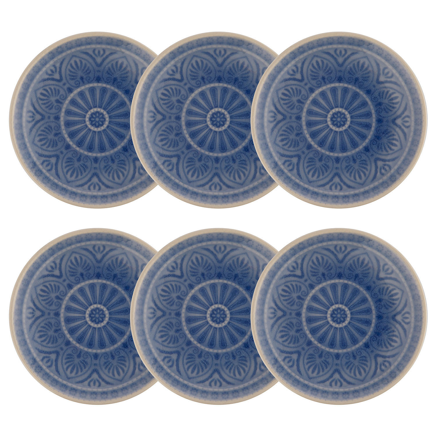 TELLER (6er Set) Sumatra - Blau, Keramik (14/14/1cm) - BUTLERS