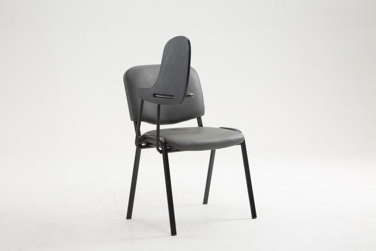 BESUCHERSTUHL Lederlook grau - Schwarz/Grau, Textil/Metall (53/81/71cm) - CLP