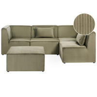 COLȚAR modul cu 4 locuri pe partea stângă verde reps reiat cu otomană Lemvig - verde, material textil (250/166cm) - Beliani