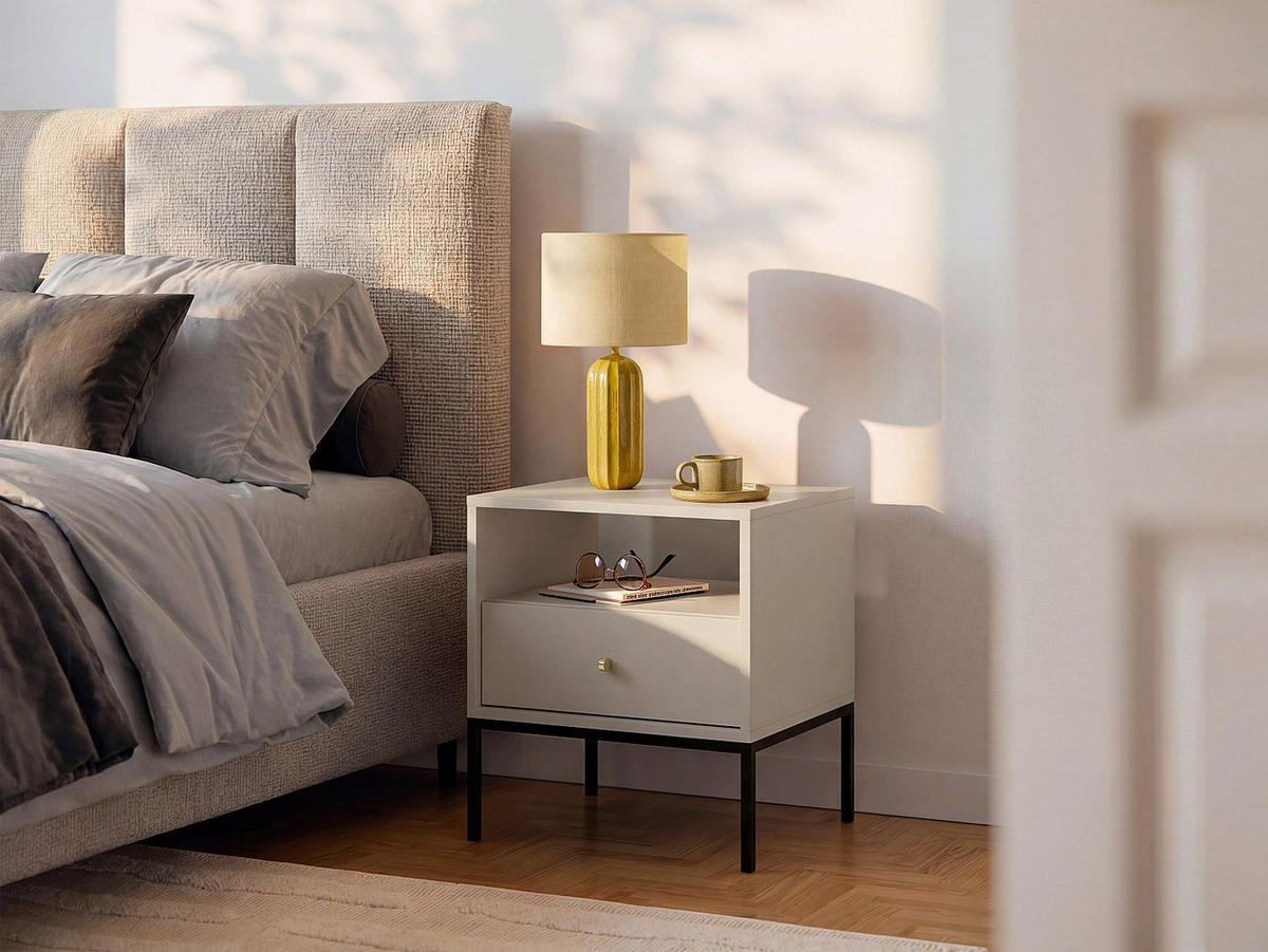 NACHTTISCH - 54 cm x 39 cm - Holz, Platte - Beige - BOGDAN - Beige, Holz (54/56/39cm) - Vente-Unique