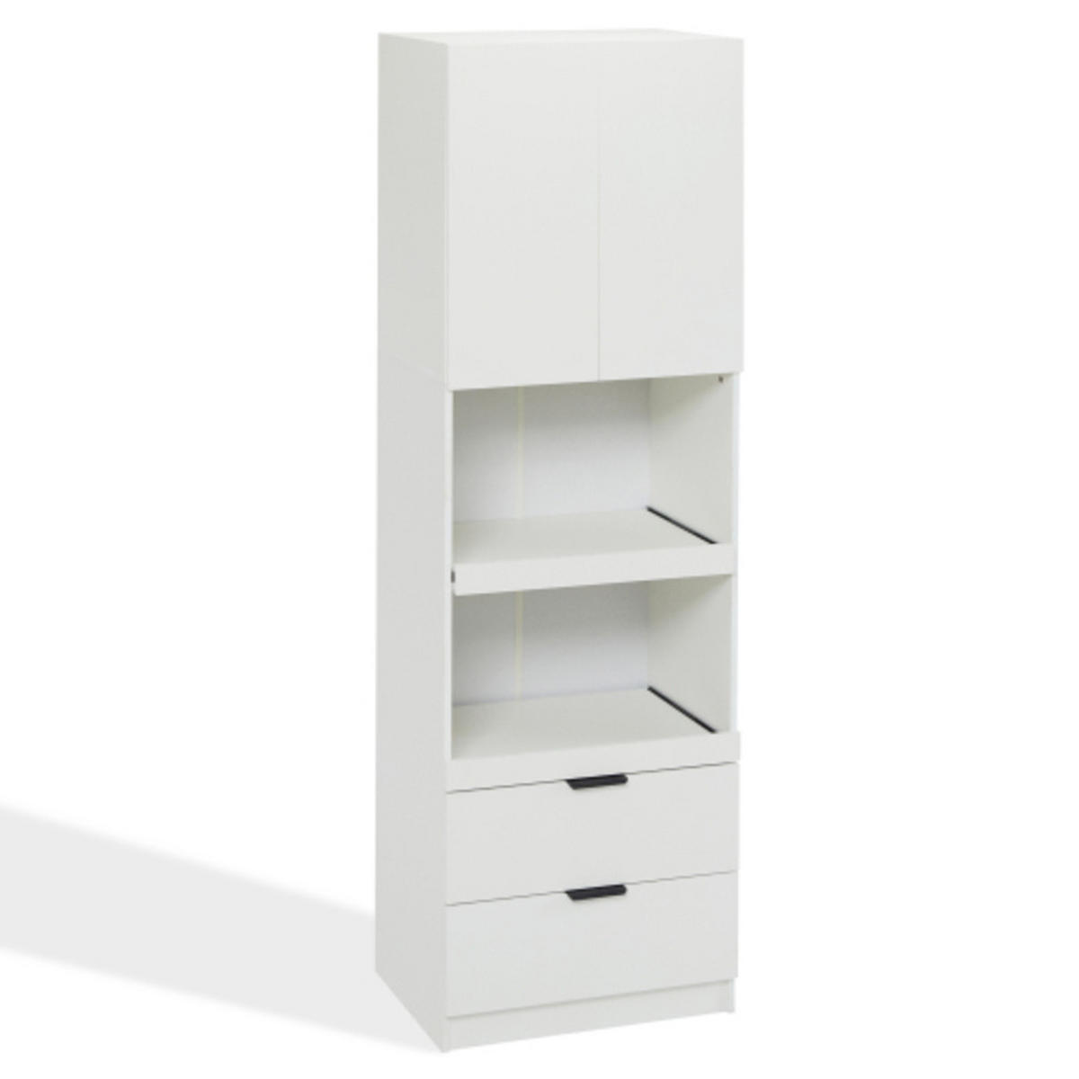 KÜCHENHOCHSCHRANK weiß aus Spanplatte und MDF mit Flügeltür & Schubladen 59,5 × 45 × 200 cm - Weiß, Holzwerkstoff (59.5/200/45cm) - Luhomfu