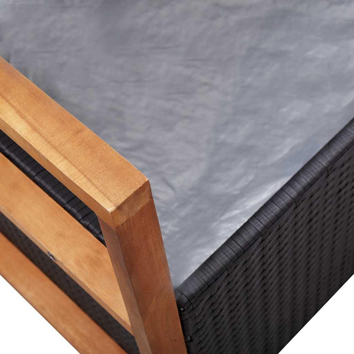 BANK Mit Stauraum 115 Cm Poly Rattan Massivholz Akazie Schwarz - Schwarz, Kunststoff (115/85/50cm) - vidaXL