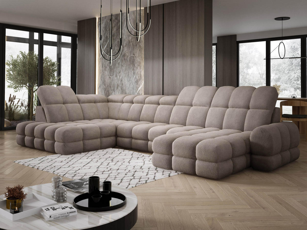 ECKSOFA TOLLO Anthology-stoff U-form 400x217x105 cm sand - Ecru, Holz/Textil (400/217cm) - DomoHome