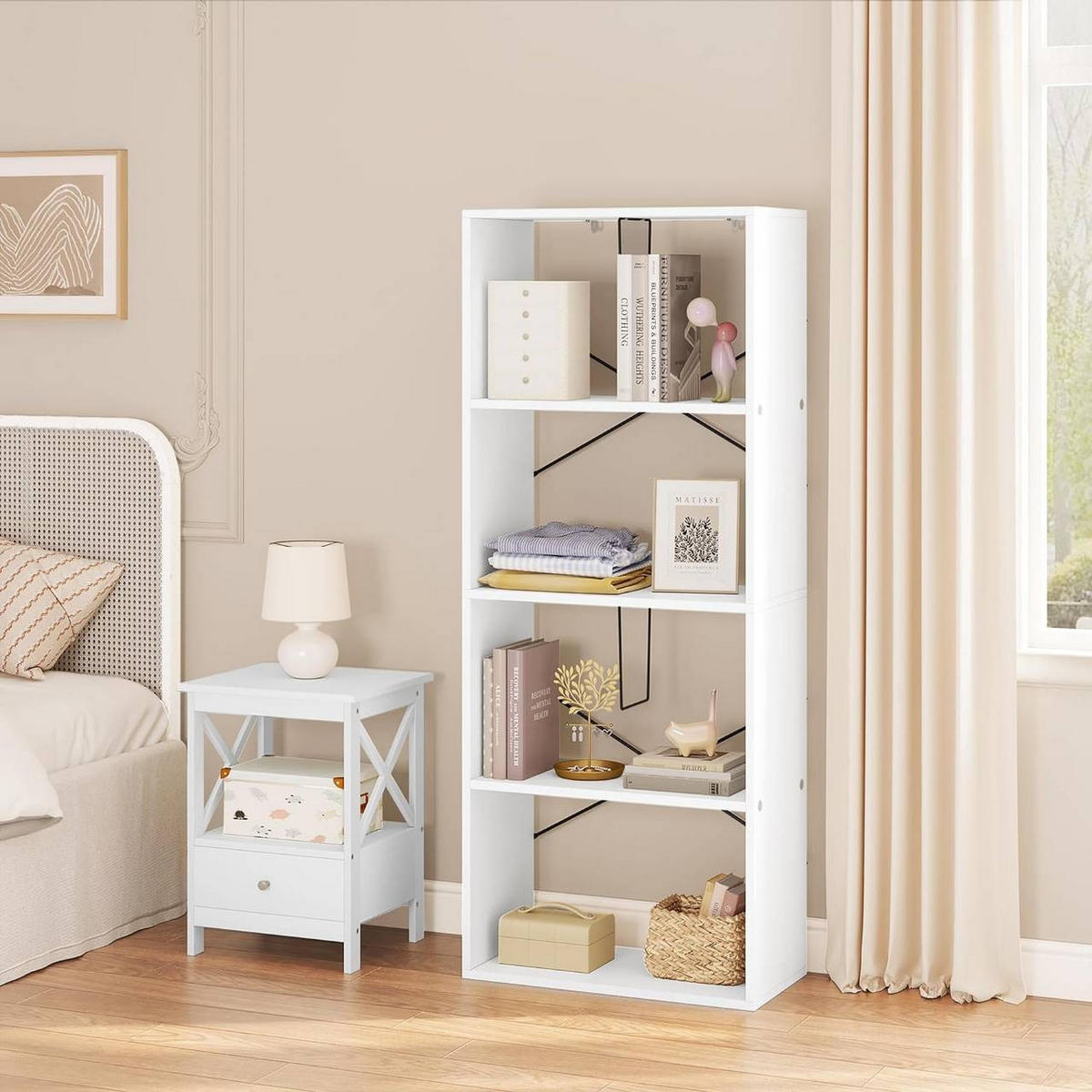 BÜCHERREGAL mit 4 Ebenen, Holzwerkstoff, Weiß - Weiß, Holzwerkstoff (60/149/30cm) - Woltu