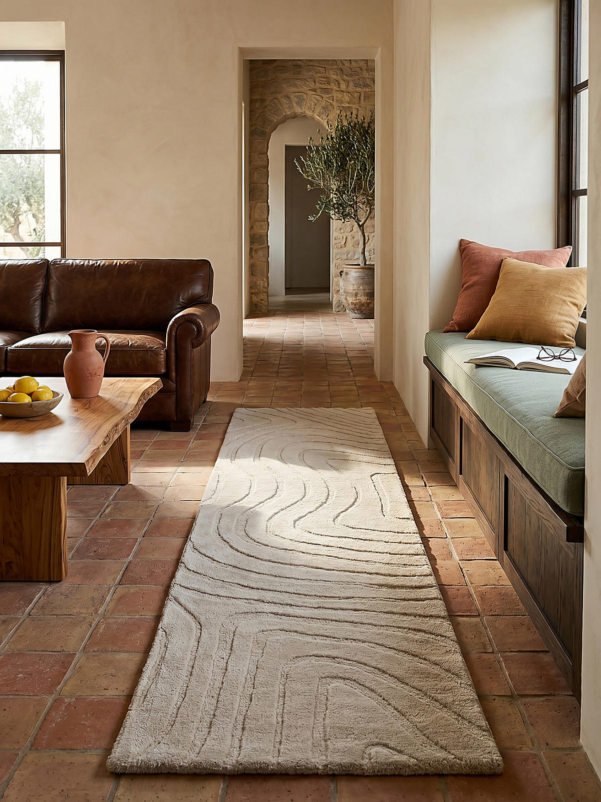 WOLLTEPPICH LEVEN, abstrakt, Beige, 60 x 230 cm - Beige, Textil (60/230cm) - KADIMA DESIGN