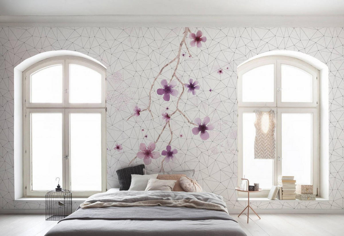 FOTOTAPETE Kirschblüten 200 x 250 cm - Schwarz, Papier (200/250cm) - Sanders & Sanders
