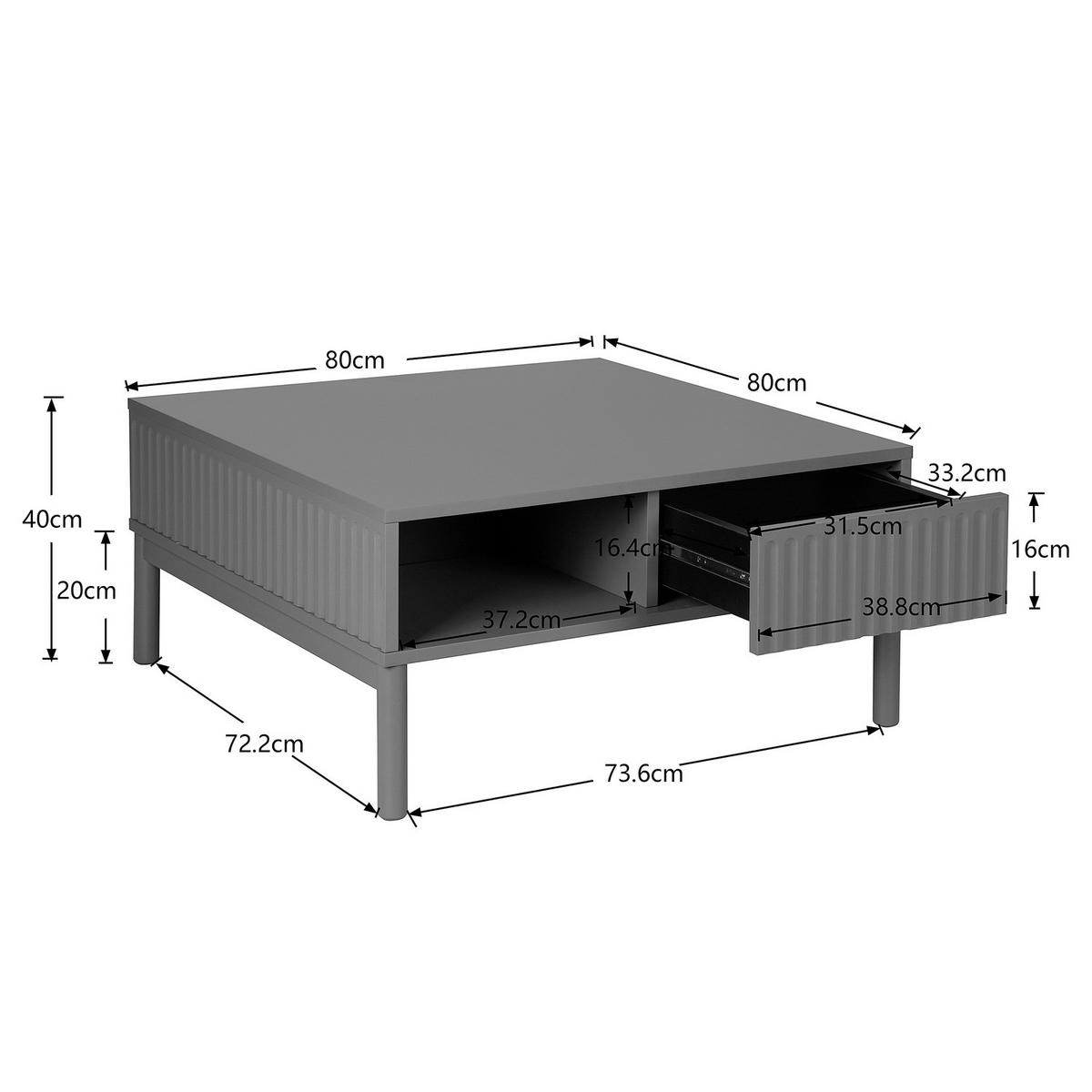 COUCHTISCH - Olivgrün, Holz/Holzwerkstoff (80/80/40cm) - home24