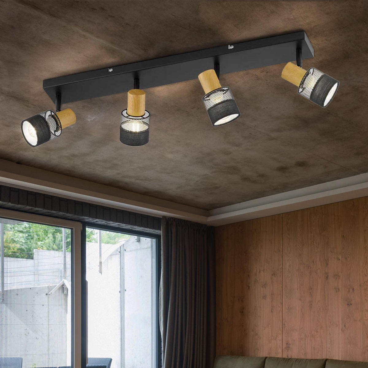 LED DECKENLEUCHTE Holzoptik Schwarz - Schwarz, Metall (65/8/17cm) - Wofi