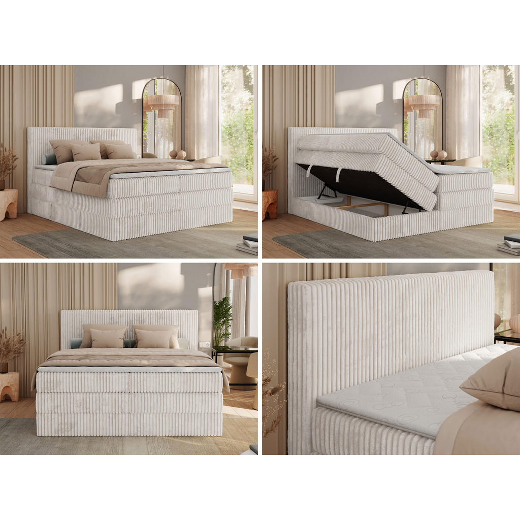 Thumbnail - MKS Boxspringbett, Beige, Textil, H3, 7-Zonen, Rechteckig, 180x200 cm, Oeko-Tex®, Schlafzimmer, Betten, Boxspringbetten