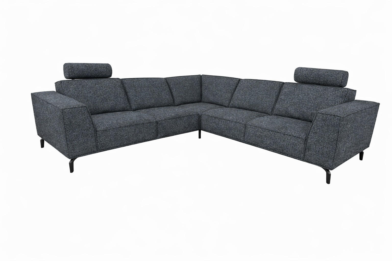 MODULARES Ecksofa Selena - Dunkelgrau, Verstellbare Kopfstützen und Metall Füßen - Dunkelgrau/Schwarz, Kunststoff/Textil (260/260cm) - KS Home Concept