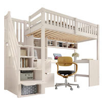 HOCHBETT 90/200 cm in Weiß mit Treppenschrank, Eckschreibtisch und Stauraum - Weiß, Holz/Holzwerkstoff (90/200cm) - WISHDOR