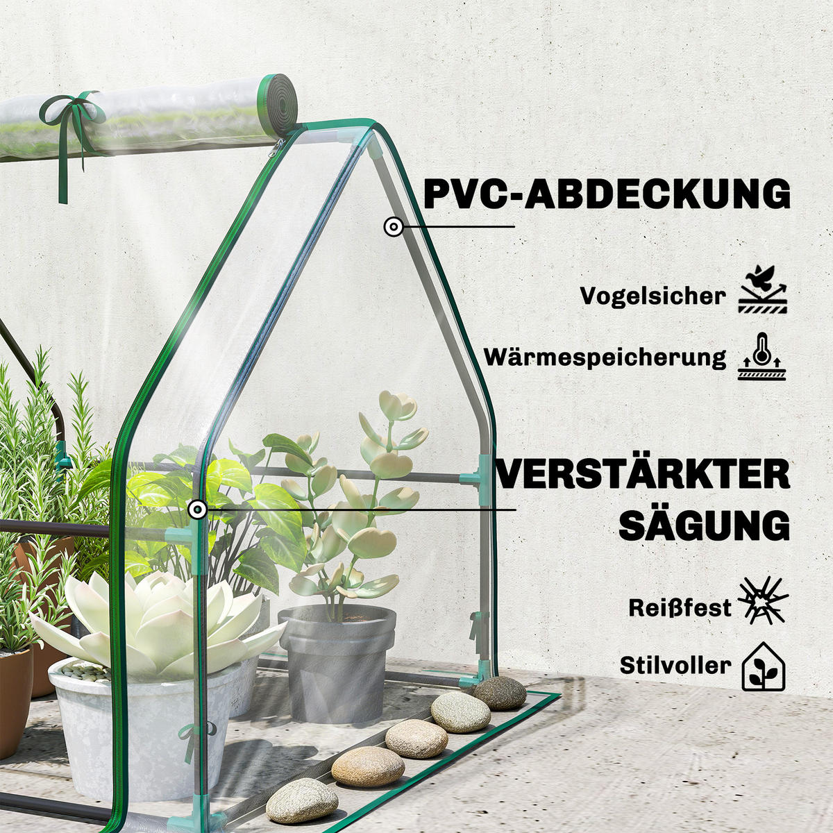 GEWÄCHSHAUS Metall Transparent - Transparent, Metall (90/90/180cm) - Outsunny