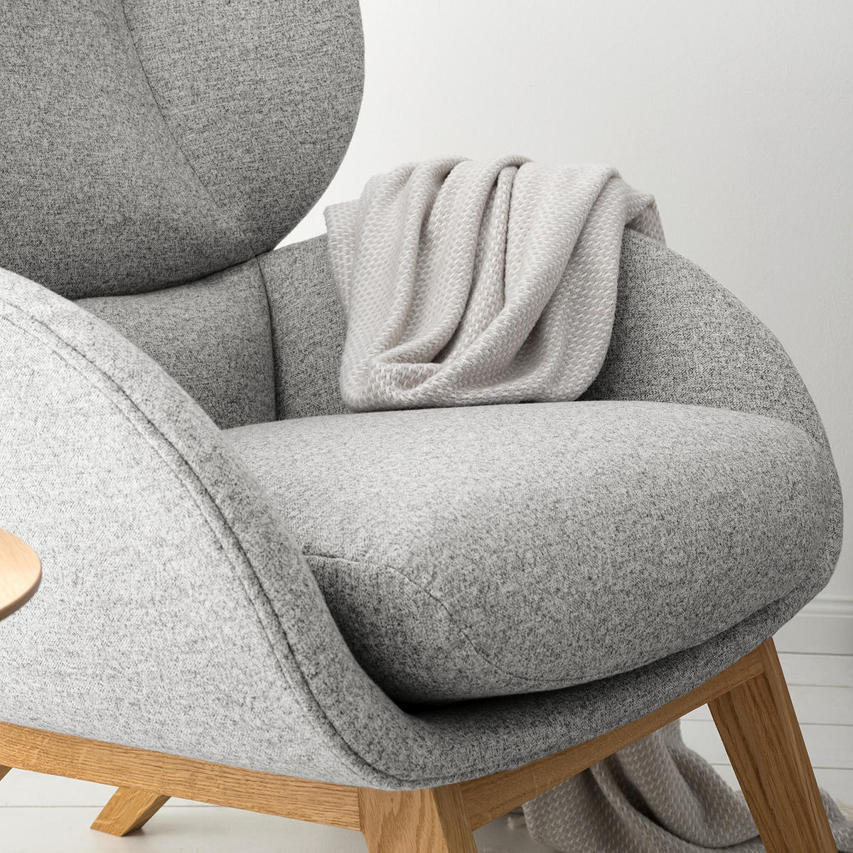 SESSEL - Eichefarben/Hellgrau, Eichenholz/Textil (82/102/90cm) - home24