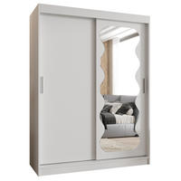 SCHWEBETÜRENSCHRANK 200/150/62 2-türig - Silberfarben/Weiß, Holz (150/200/62cm) - MÖBEL KRYSPOL