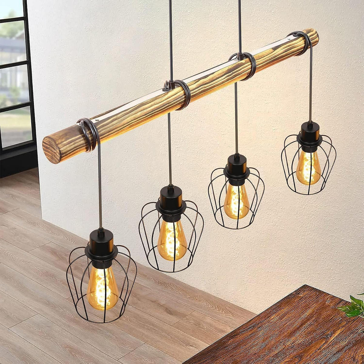HÄNGELEUCHTE Senta 80/13/198 cm - Braun, Holz (80/13/198cm) - Nettlife