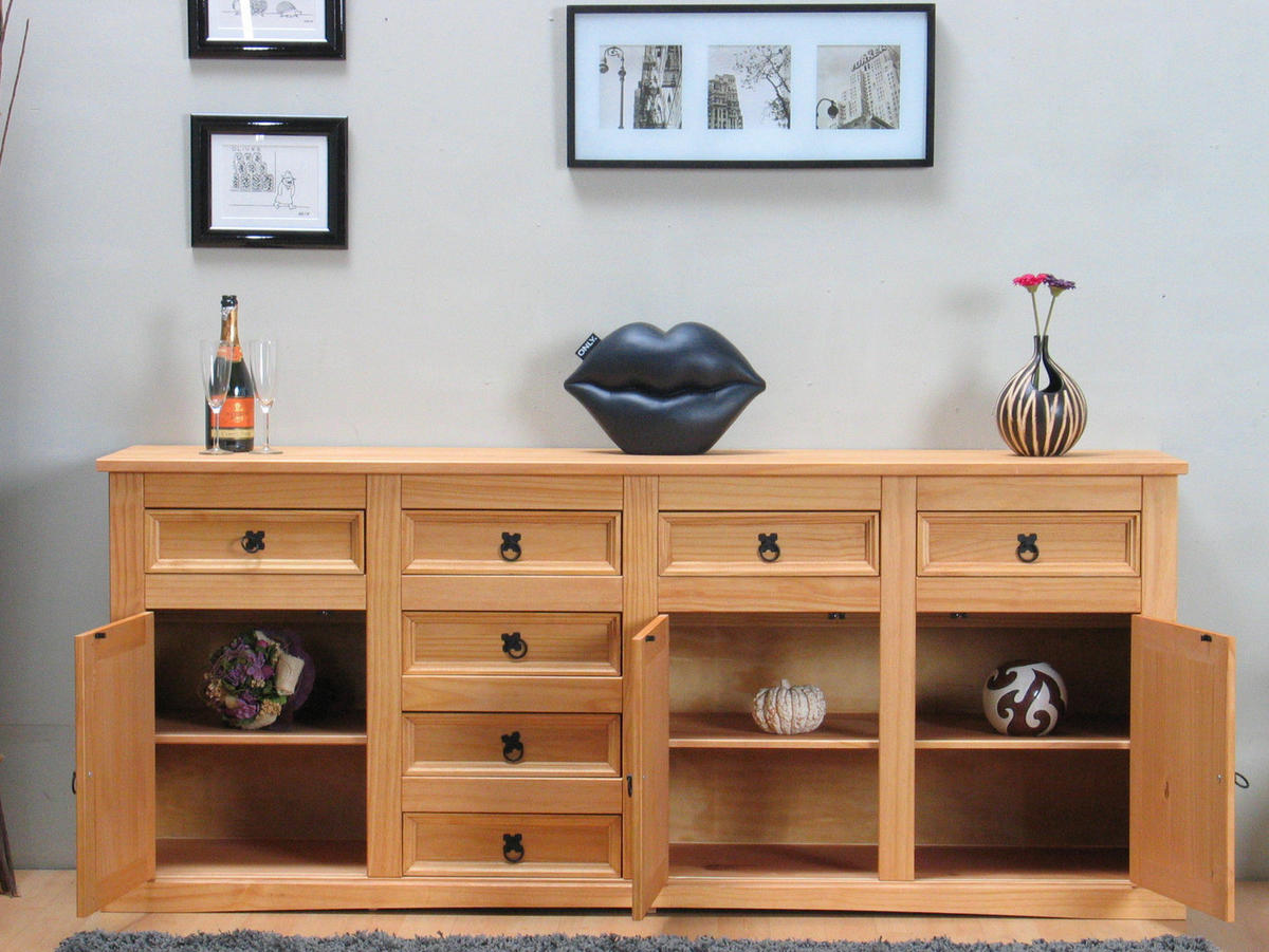 SIDEBOARD natur - Braun, Holz/Textil (200/84/44cm) - ebuy24