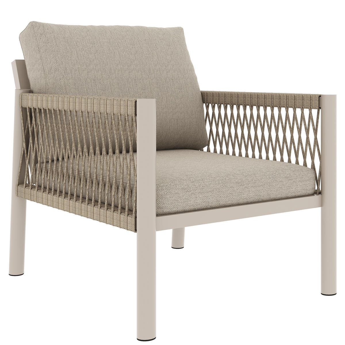 GARTENLOUNGE Beige 7-8 Personen L-Form Sofa Tisch 2 Sessel - Beige, Metall - FLIEKS