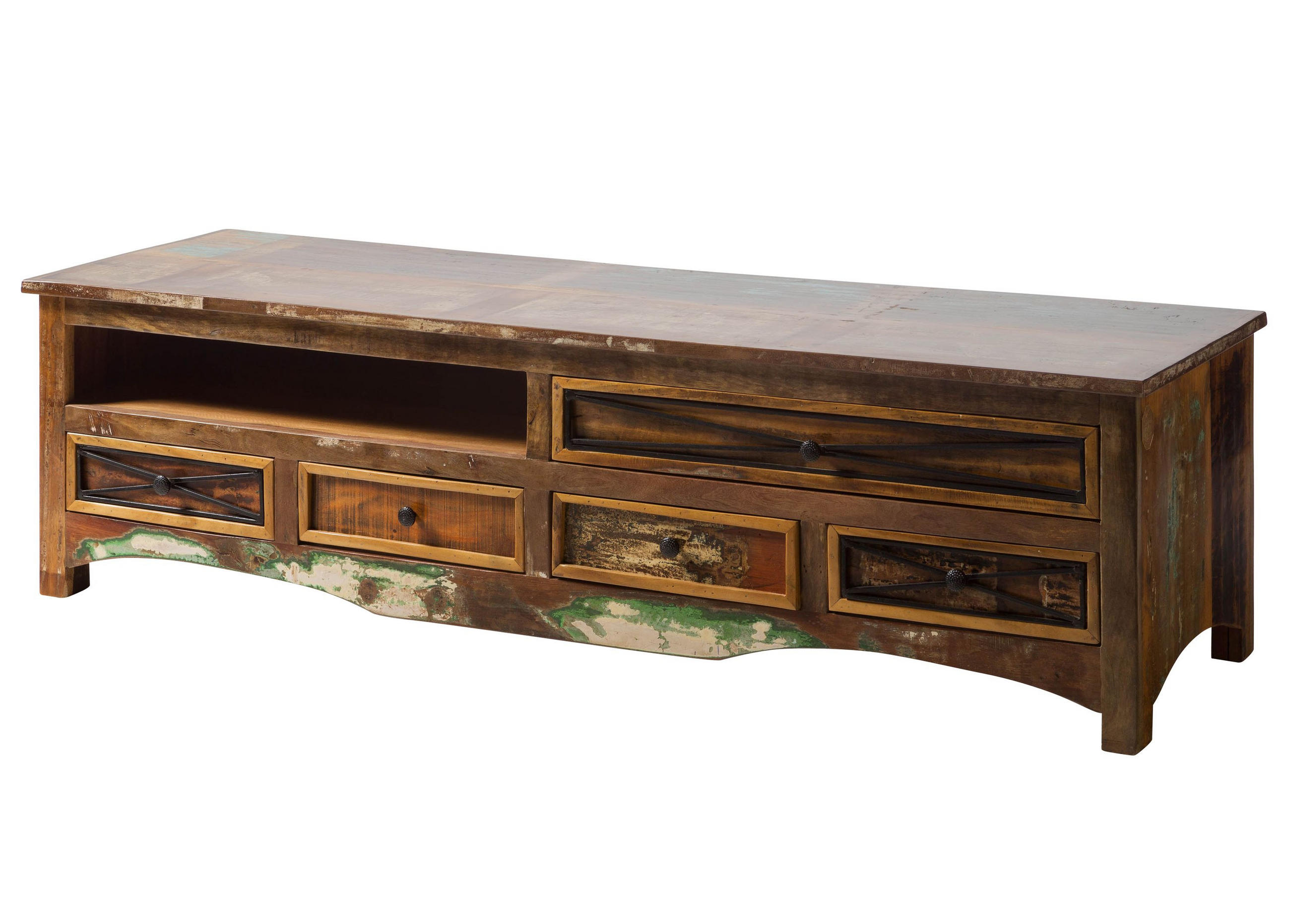 TV-BOARD Altholz 180x55x50 mehrfarbig lackiert NATURE OF SPIRIT #133 - Multicolor, Holz (55/50/180cm) - Massivmoebel24