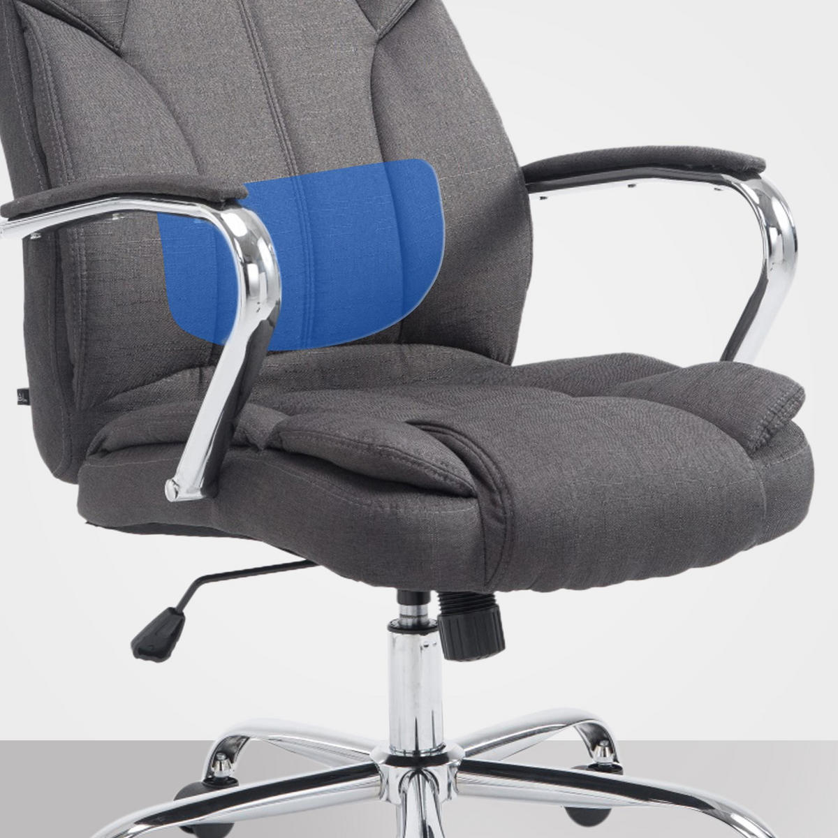 CHEFSESSEL Stoff Dunkelgrau - Chromfarben/Dunkelgrau, Textil/Metall (62/115/70cm) - CLP