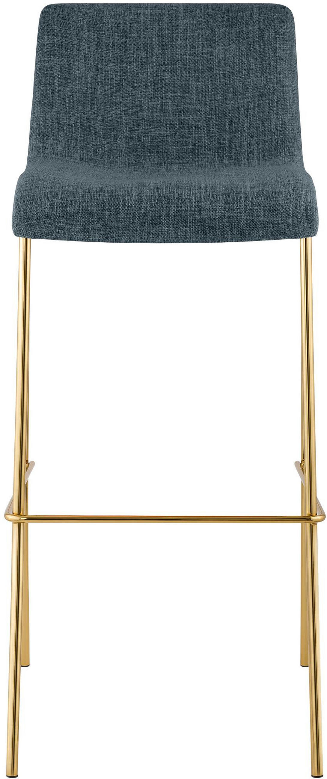 BARHOCKER Tenar Stoff Blau Gold - Blau, Textil (43/100/48cm) - DELUKE
