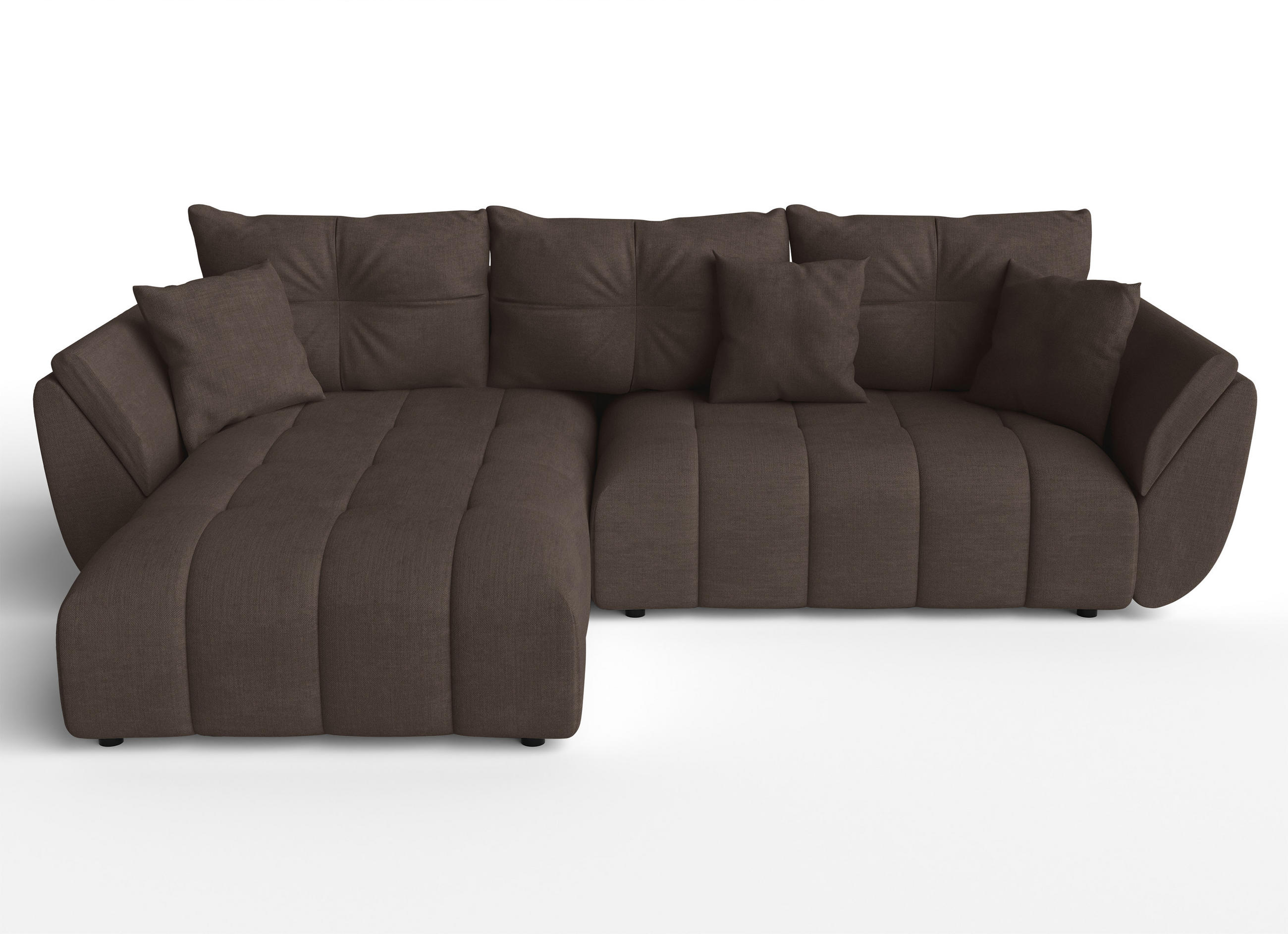 ECKSOFA L Form Verciani Braun 266/190/91 cm mit Schlaffunktion - Schwarz/Braun, Kunststoff/Textil (266/190cm) - AX Living