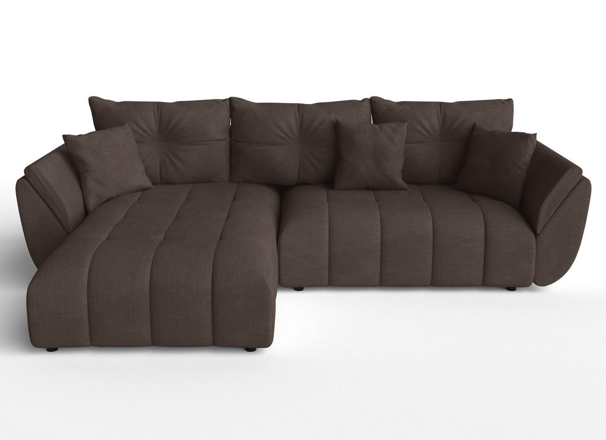 ECKSOFA L Form Verciani Braun 266/190/91 cm mit Schlaffunktion - Schwarz/Braun, Kunststoff/Textil (266/190cm) - AX Living