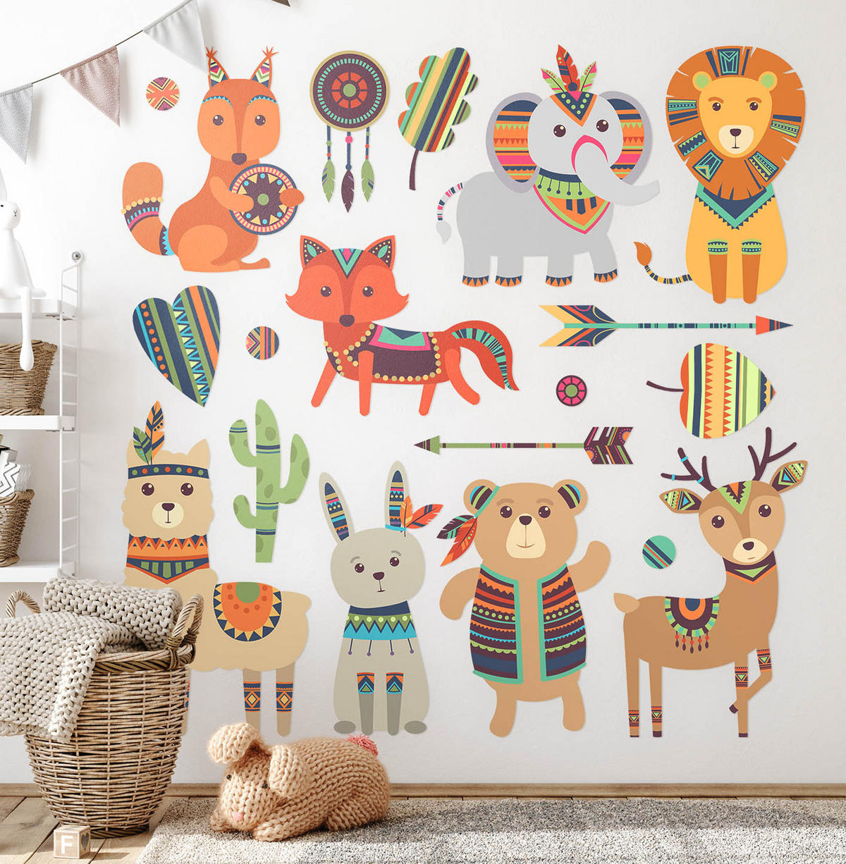 AUFKLEBER 80x97 cm Boho Tiere - Braun, Kunststoff (80/97/0.1cm) - TULUP