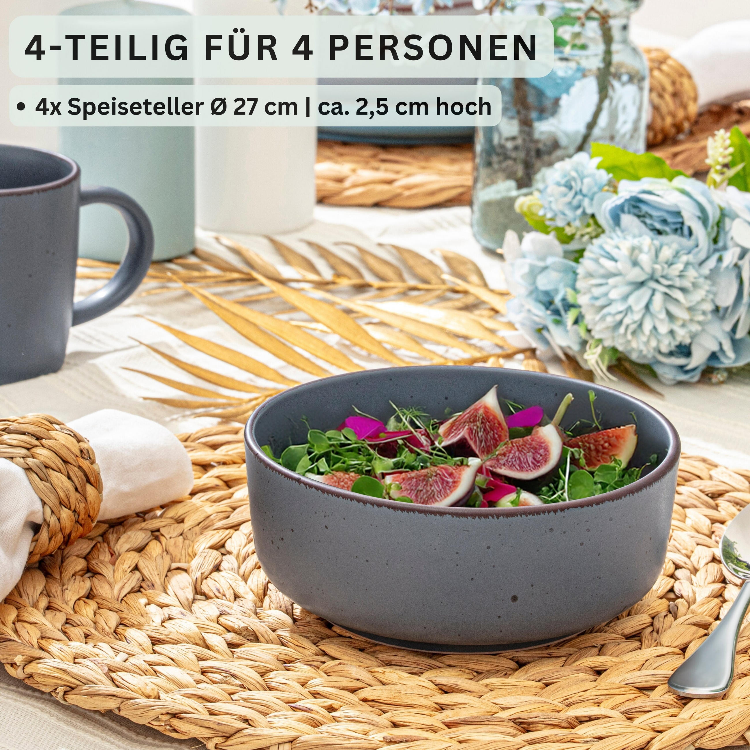SCHALEN BOMBAY SKY SHADES - 4 teilig aus Steingut - Blau/Multicolor, Stein (16.5/16.5/6.5cm) - Sänger