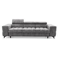 3-SITZER Sofa PUDDING mit Schlaffunktion 127x190 Velours Grau - Schwarz/Grau, Holz/Textil (260/90/100cm) - Muffo