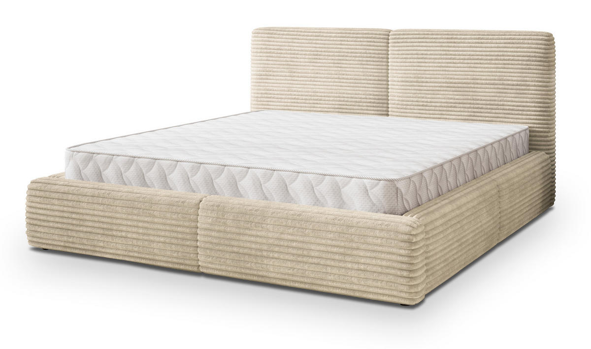 POLSTERBETT FELURO 140x200 cm mit Bettkästen - Creme - Creme, Holz (140/200cm) - MASSENO