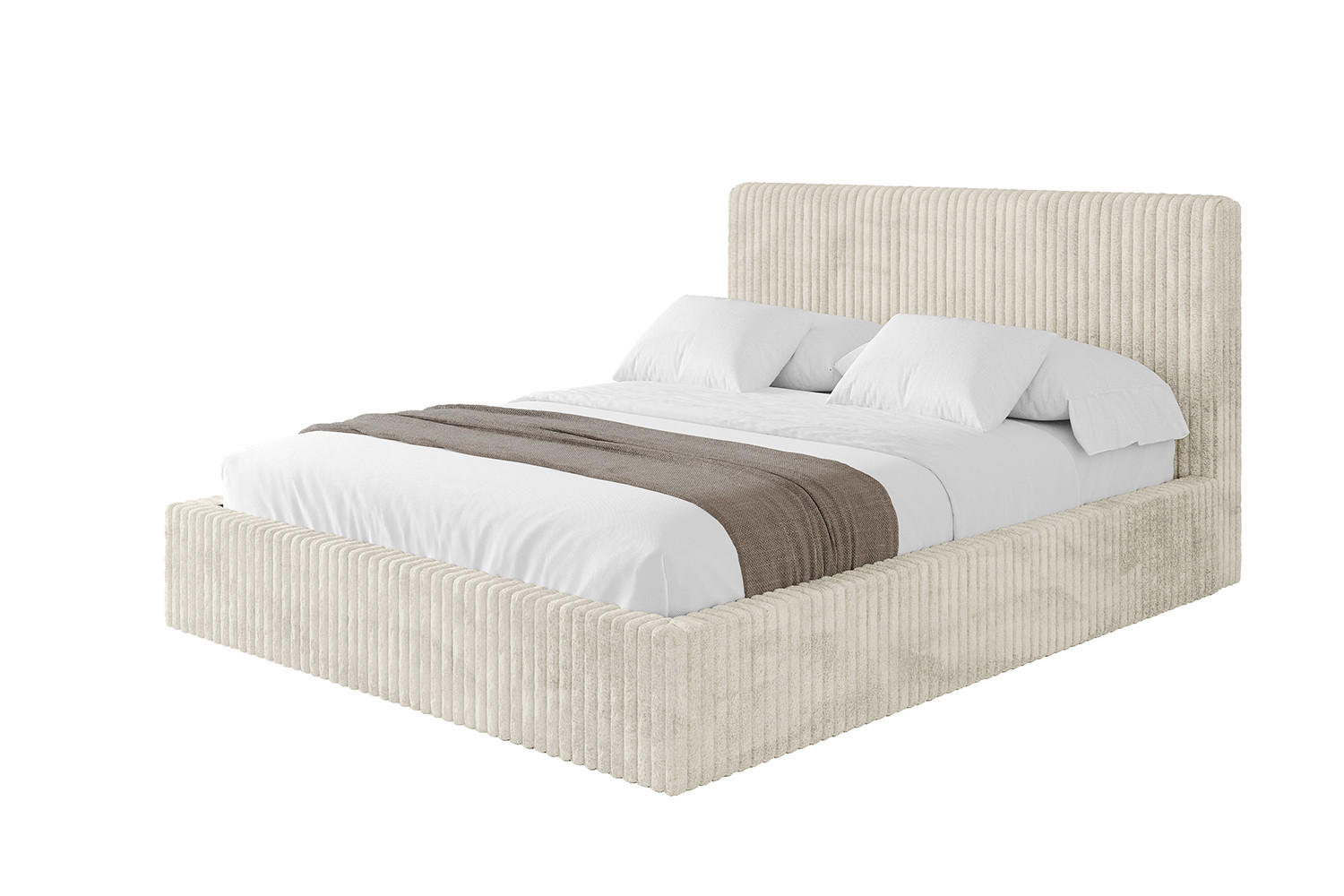 POLSTERBETT mit Bettkasten und Lattenrost, Bett mit Matratze H3/H4 - ALOVA-V1 - Beige, Holzwerkstoff/Textil (120/200cm) - ALTDECOR