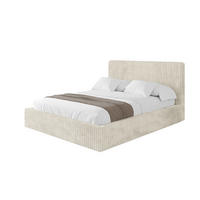 POLSTERBETT mit Bettkasten und Lattenrost, Bett mit Matratze H3/H4 - ALOVA-V1 - Beige, Holzwerkstoff/Textil (120/200cm) - ALTDECOR