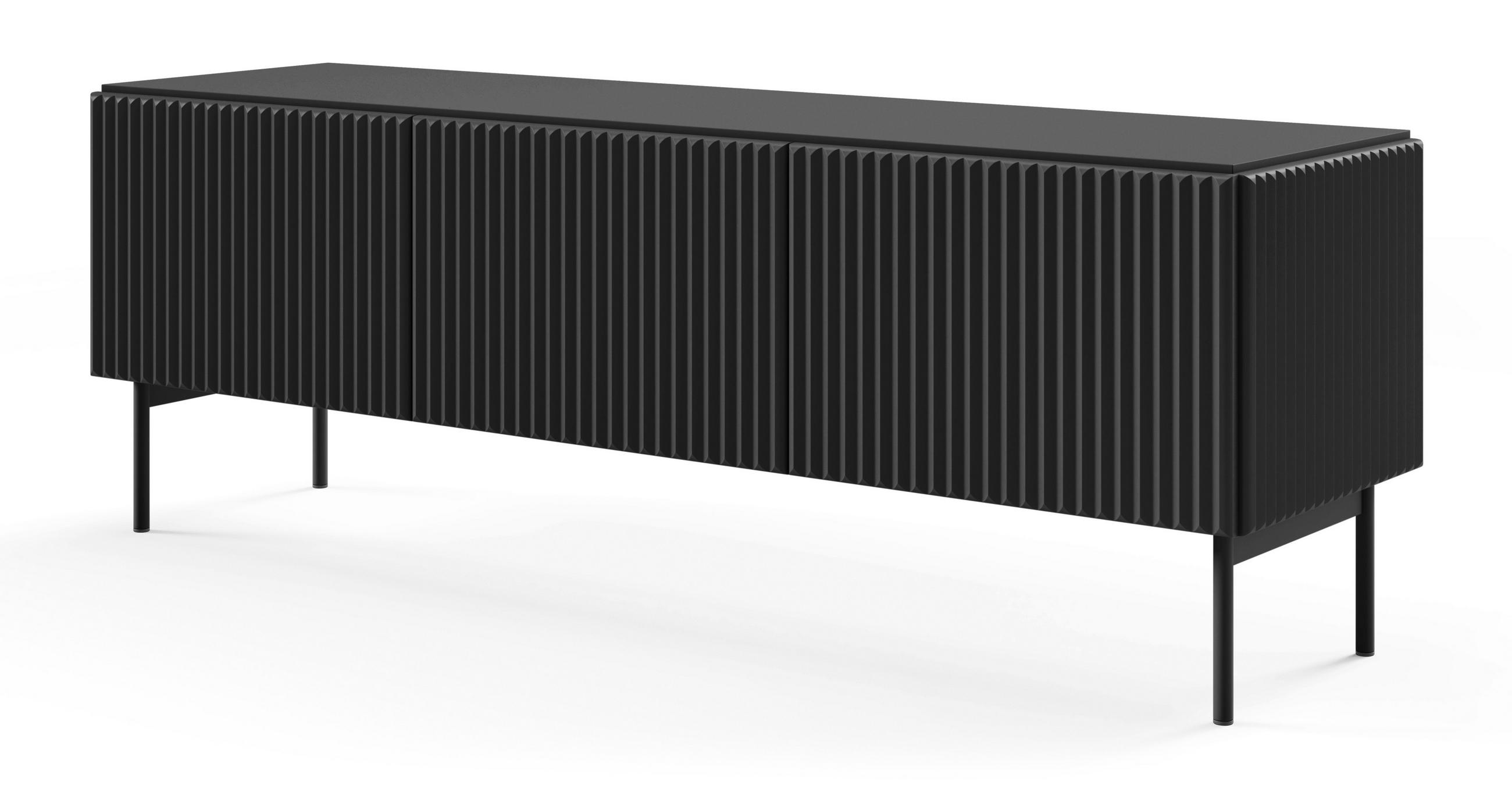 TV-BOARD 147 cm Galiano mit 3 Türen, Schwarz - Schwarz, Holz (147/51/40cm) - Emporius