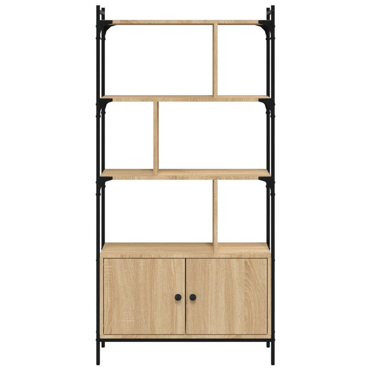 BÜCHERREGAL mit 3 Ebenen, kleinem Schrank 76,5/30/154,5 cm aus Holzwerkstoff Sonoma-Eiche Dekor - Sonoma Eiche, Holz (76.5/154.5/30cm) - vidaXL
