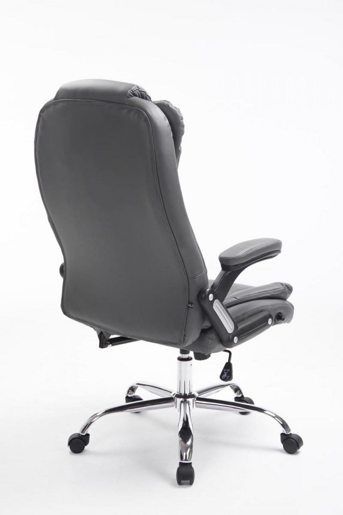 CHEFSESSEL Lederlook grau - Chromfarben/Grau, Textil/Metall (69.5/113/78cm) - CLP