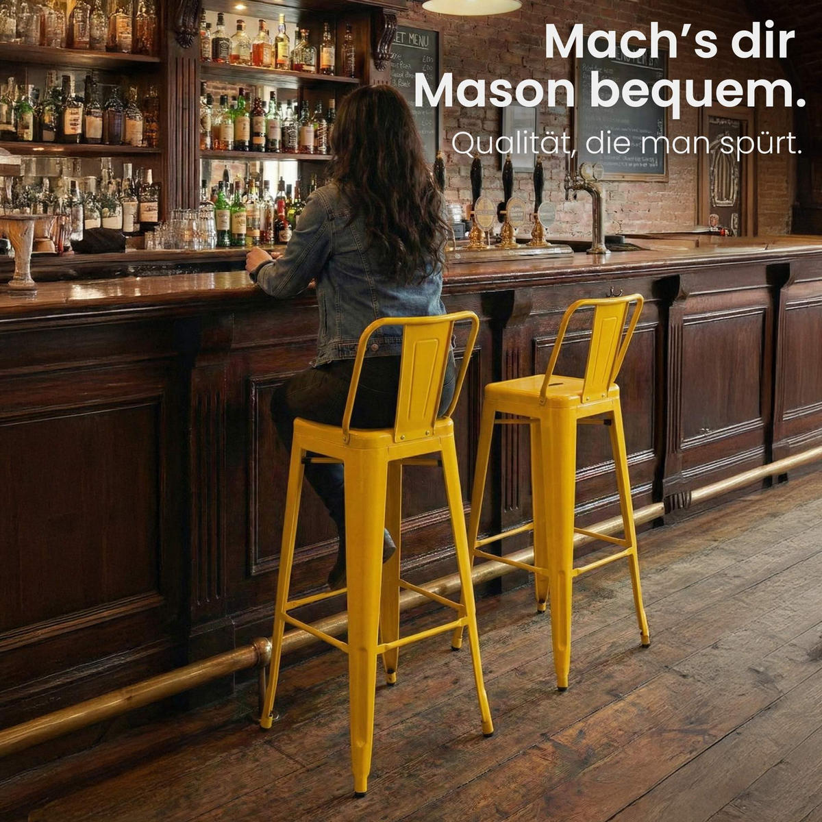 BARHOCKER Metall Gelb - Eukalyptusholzfarben/Gelb, Metall (44/96/43cm) - CLP