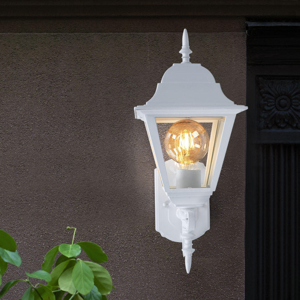 LED AUSSENWANDLEUCHTE Laterne Alu Weiß - Weiß, Glas (24.5/18.5/44.5cm)