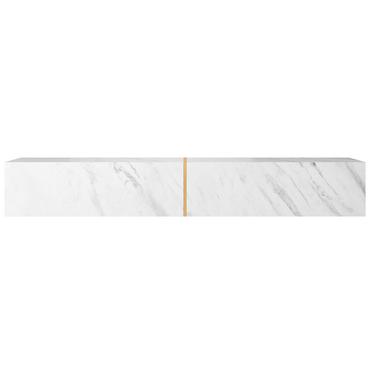 TV-LOWBOARD Bisira Weiße Marmoroptik / Gold 200 cm - Weiß, Holzwerkstoff (200/30/31.6cm) - Selsey