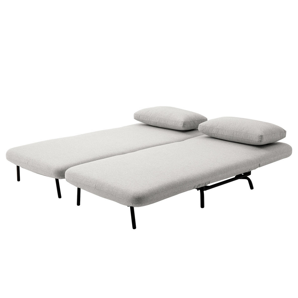 SCHLAFSOFA mit Relaxfunktion - Webstoff - Hellgrau/Schwarz, Textil/Metall (184/78/85cm) - home24