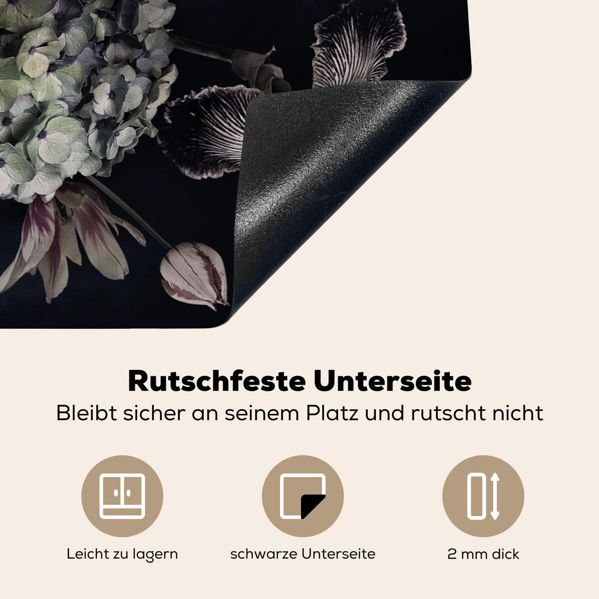 HERDABDECKPLATTE Blumen - Vintage - Pastell - Rosa - Weiß 78x52 cm - Altrosa, Kunststoff (78/0.2/52cm) - MuchoWow